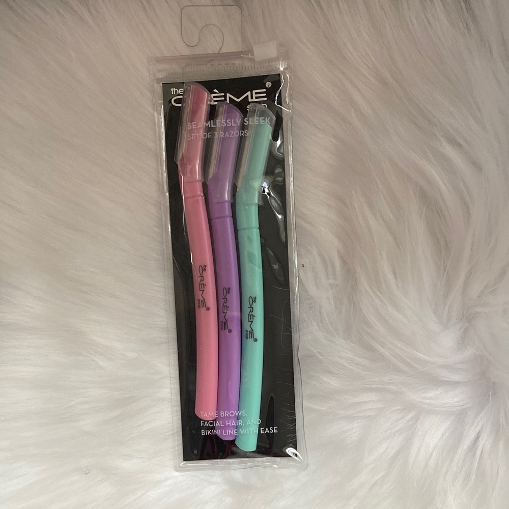 The Crème Seamlessly Sleek Women's Facial Razors - Pink, Purple, Mint (3 Pack)